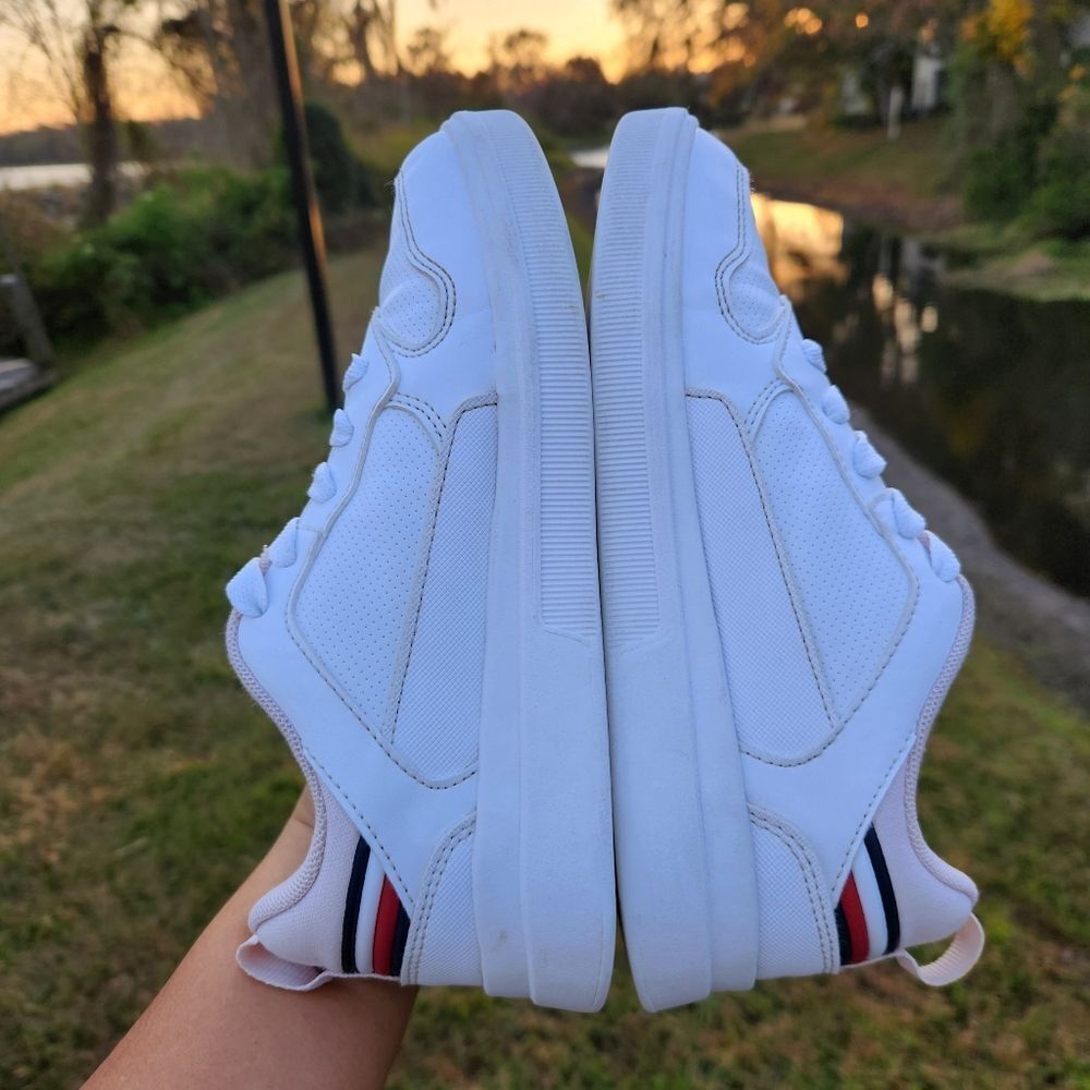 Authentic Tommy Hilfiger Low Court White/Pink Sneakers Leather Kids Shoes Size 3 - Picture 5 of 13